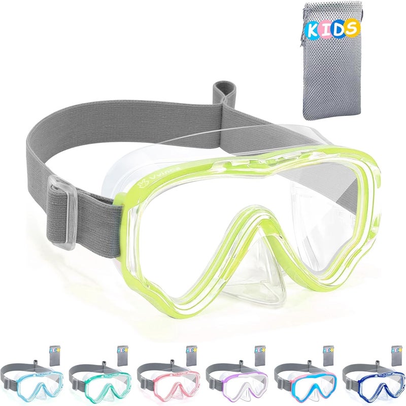 Vvinca Kids-Goggles with Nose Cover, Diving Mask Elastic Fabric Strap Anti Fog Anti Shattered Lens for Kids Swim Goggles 3-14 - Image 1